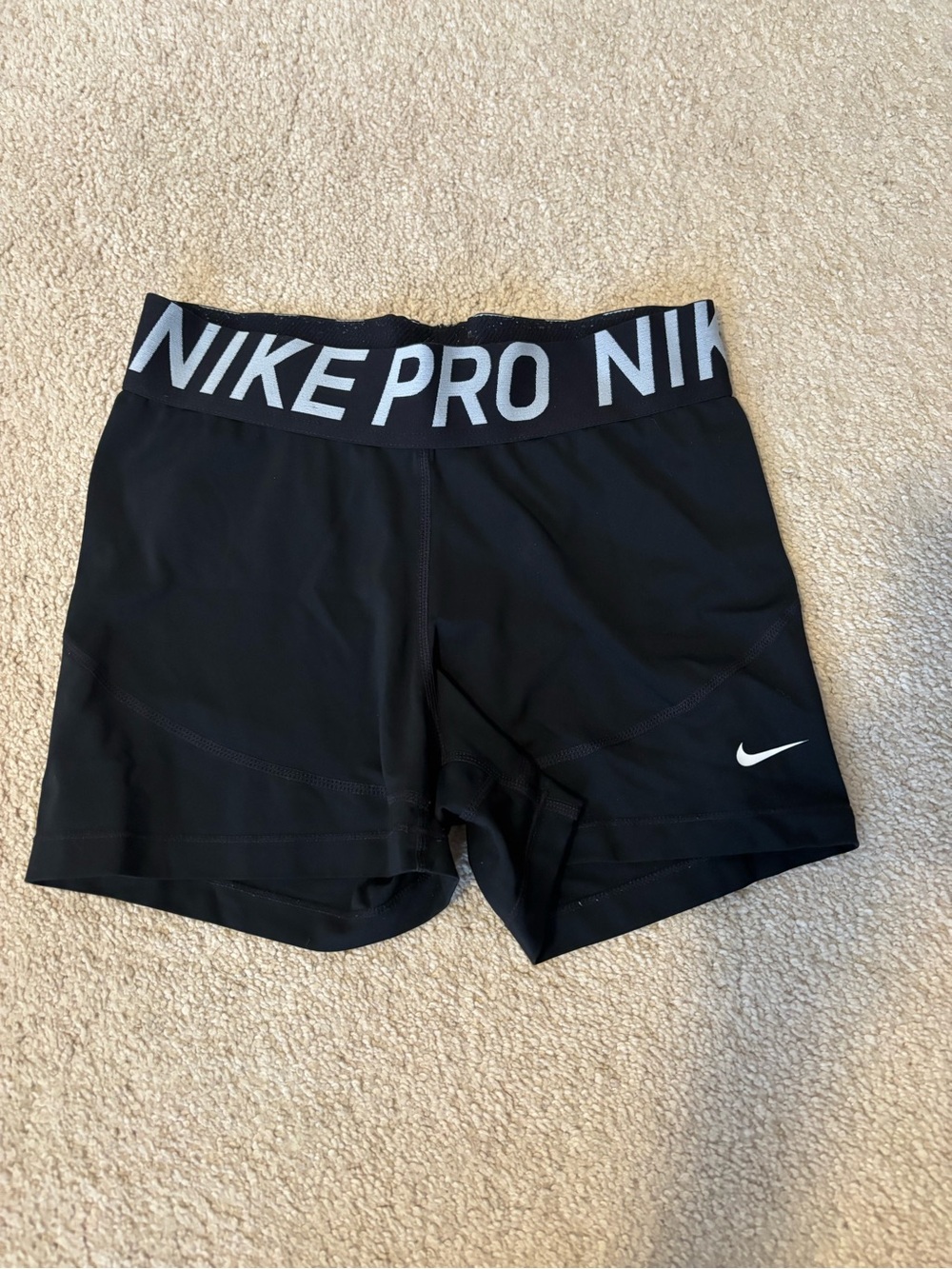 Nike Black Women's Training Compression Shorts with White Logo